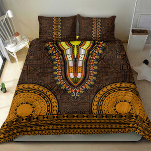 Gold Dashiki and Tapa Pattern Bedding Set Africa-Polynesia Together Culture