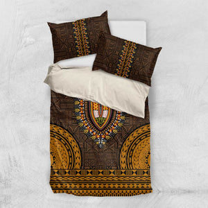 Gold Dashiki and Tapa Pattern Bedding Set Africa-Polynesia Together Culture