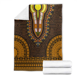 Gold Dashiki and Tapa Pattern Blanket Africa-Polynesia Together Culture