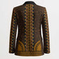 Gold Dashiki and Tapa Pattern Blazer Africa-Polynesia Together Culture