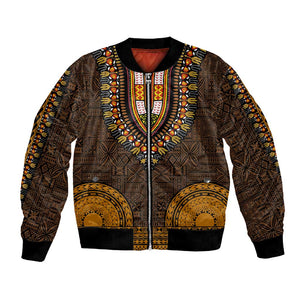 Gold Dashiki and Tapa Pattern Bomber Jacket Africa-Polynesia Together Culture
