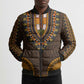 Gold Dashiki and Tapa Pattern Bomber Puffer Jacket Africa-Polynesia Together Culture