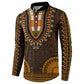 Gold Dashiki and Tapa Pattern Button Sweatshirt Africa-Polynesia Together Culture