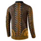 Gold Dashiki and Tapa Pattern Button Sweatshirt Africa-Polynesia Together Culture