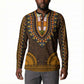 Gold Dashiki and Tapa Pattern Button Sweatshirt Africa-Polynesia Together Culture