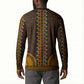 Gold Dashiki and Tapa Pattern Button Sweatshirt Africa-Polynesia Together Culture