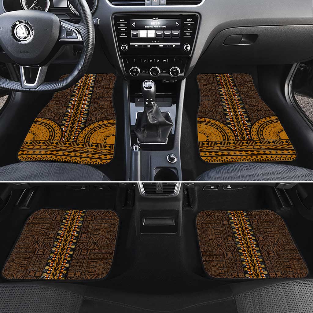 Gold Dashiki and Tapa Pattern Car Mats Africa-Polynesia Together Culture