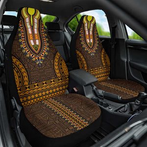 Gold Dashiki and Tapa Pattern Car Seat Cover Africa-Polynesia Together Culture