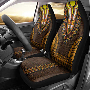 Gold Dashiki and Tapa Pattern Car Seat Cover Africa-Polynesia Together Culture