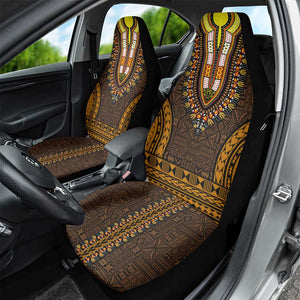 Gold Dashiki and Tapa Pattern Car Seat Cover Africa-Polynesia Together Culture