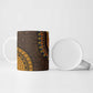 Gold Dashiki and Tapa Pattern Ceramic Mug Africa-Polynesia Together Culture