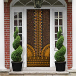 Gold Dashiki and Tapa Pattern Door Cover Africa-Polynesia Together Culture