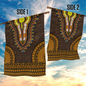 Gold Dashiki and Tapa Pattern Garden Flag Africa-Polynesia Together Culture