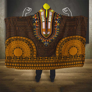 Gold Dashiki and Tapa Pattern Hooded Blanket Africa-Polynesia Together Culture