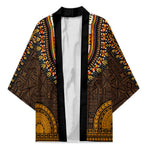Gold Dashiki and Tapa Pattern Kimono Africa-Polynesia Together Culture