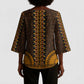 Gold Dashiki and Tapa Pattern Kimono Sleeve Blouse Africa-Polynesia Together Culture