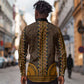 Gold Dashiki and Tapa Pattern Long Sleeve Button Shirt Africa-Polynesia Together Culture