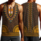 Gold Dashiki and Tapa Pattern Men Tank Top Africa-Polynesia Together Culture