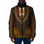 Gold Dashiki and Tapa Pattern Padded Jacket Africa-Polynesia Together Culture