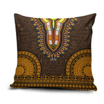 Gold Dashiki and Tapa Pattern Pillow Cover Africa-Polynesia Together Culture