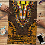 Gold Dashiki and Tapa Pattern Puzzle Africa-Polynesia Together Culture