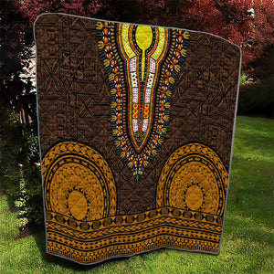 Gold Dashiki and Tapa Pattern Quilt Africa-Polynesia Together Culture