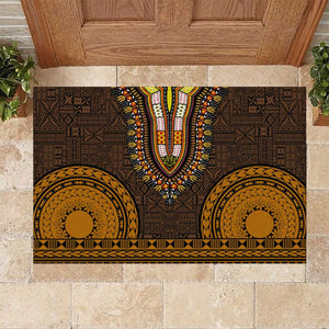 Gold Dashiki and Tapa Pattern Rubber Doormat Africa-Polynesia Together Culture