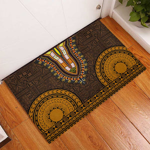 Gold Dashiki and Tapa Pattern Rubber Doormat Africa-Polynesia Together Culture