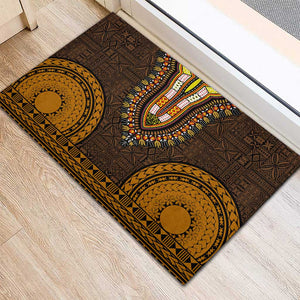 Gold Dashiki and Tapa Pattern Rubber Doormat Africa-Polynesia Together Culture