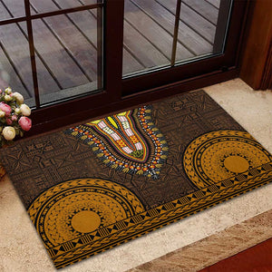 Gold Dashiki and Tapa Pattern Rubber Doormat Africa-Polynesia Together Culture