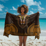 Gold Dashiki and Tapa Pattern Sarong Africa-Polynesia Together Culture