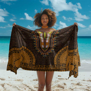 Gold Dashiki and Tapa Pattern Sarong Africa-Polynesia Together Culture