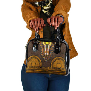 Gold Dashiki and Tapa Pattern Shoulder Handbag Africa-Polynesia Together Culture