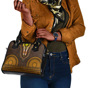 Gold Dashiki and Tapa Pattern Shoulder Handbag Africa-Polynesia Together Culture