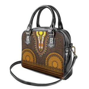 Gold Dashiki and Tapa Pattern Shoulder Handbag Africa-Polynesia Together Culture