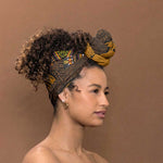 Gold Dashiki and Tapa Pattern Simple Headwrap Africa and Polynesia Together Culture