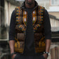 Gold Dashiki and Tapa Pattern Sleeveless Puffer Jacket Africa-Polynesia Together Culture