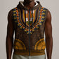 Gold Dashiki and Tapa Pattern Sleeveless Zip Hoodie Africa-Polynesia Together Culture - African Pride