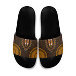 Gold Dashiki and Tapa Pattern Slide Sandals Africa-Polynesia Together Culture