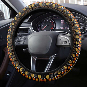 Gold Dashiki and Tapa Pattern Steering Wheel Cover Africa-Polynesia Together Culture