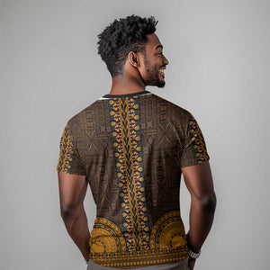 Gold Dashiki and Tapa Pattern T shirt Africa-Polynesia Together Culture