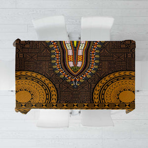 Gold Dashiki and Tapa Pattern Tablecloth Africa-Polynesia Together Culture