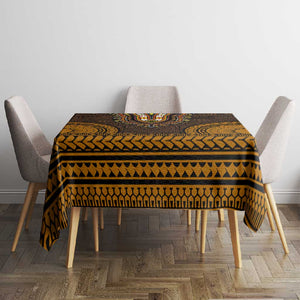 Gold Dashiki and Tapa Pattern Tablecloth Africa-Polynesia Together Culture