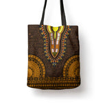 Gold Dashiki and Tapa Pattern Tote Bag Africa-Polynesia Together Culture