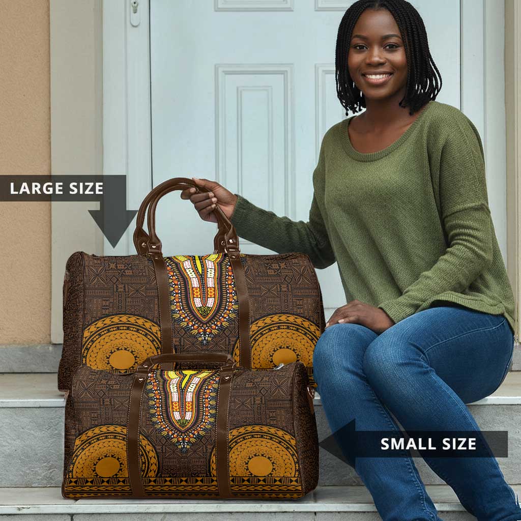 Gold Dashiki and Tapa Pattern Travel Bag Africa-Polynesia Together Culture
