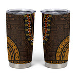 Gold Dashiki and Tapa Pattern Tumbler Cup Africa-Polynesia Together Culture