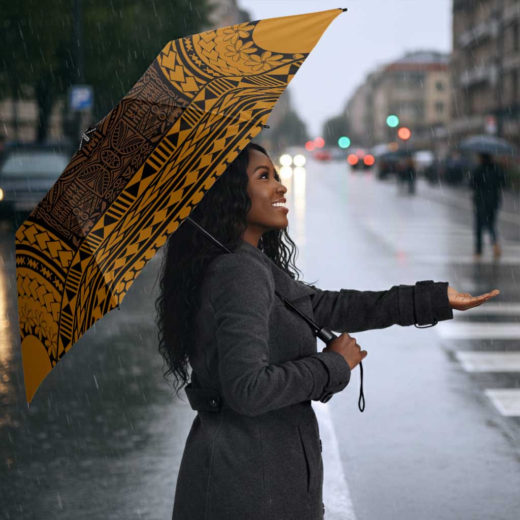 Gold Dashiki and Tapa Pattern Umbrella Africa-Polynesia Together Culture