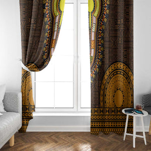 Gold Dashiki and Tapa Pattern Window Curtain Africa-Polynesia Together Culture