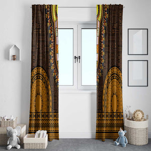 Gold Dashiki and Tapa Pattern Window Curtain Africa-Polynesia Together Culture