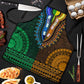 Green-gold Dashiki and Tapa Pattern Apron Africa-Polynesia Together Culture